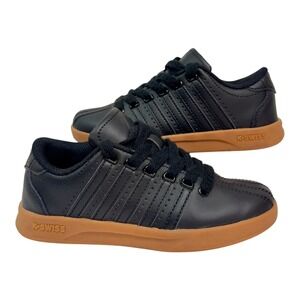 K Swiss Classic VN Black Gum Leather Childrens Sneakers Shoes Size 11.5